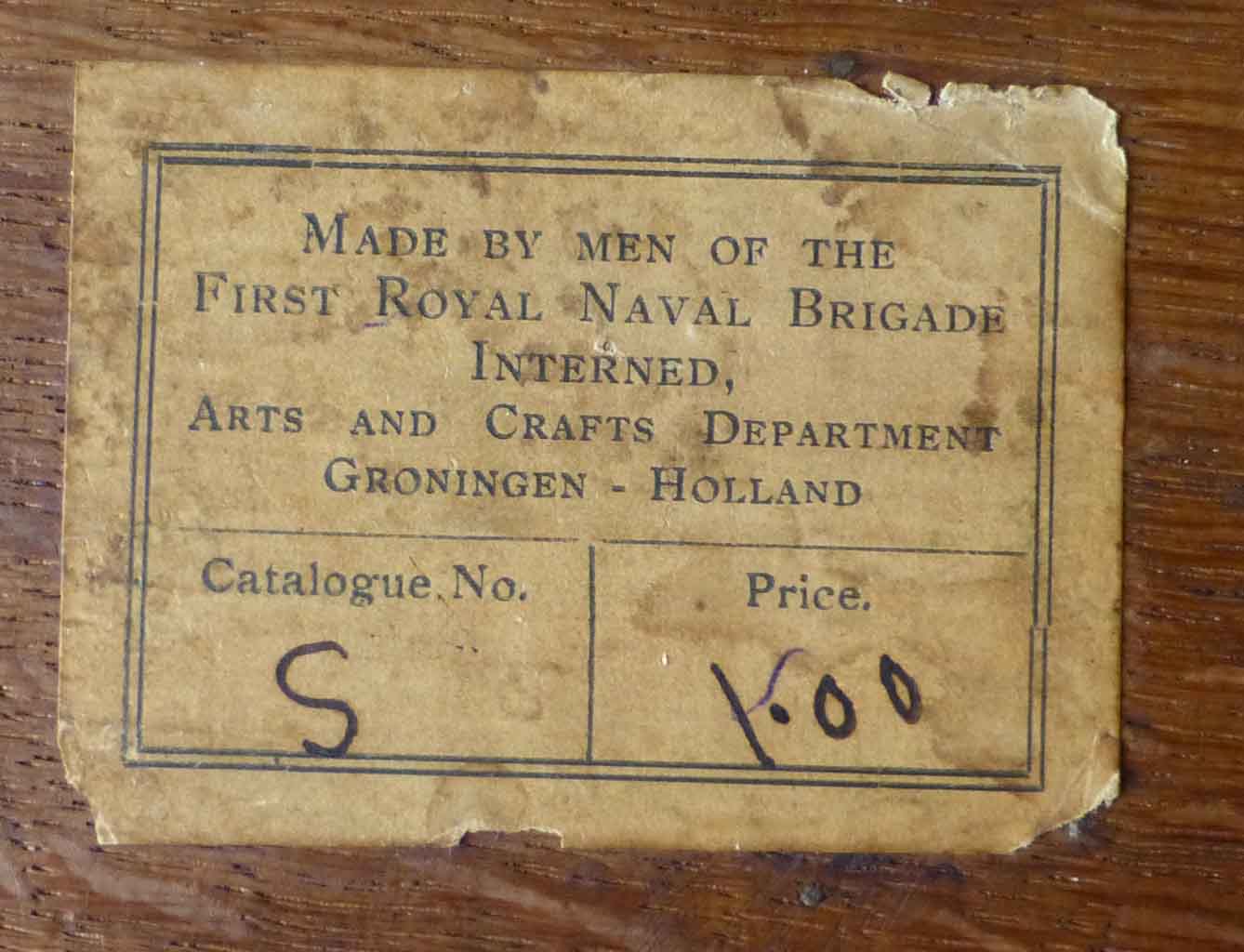 RNB internee trench art Groningen