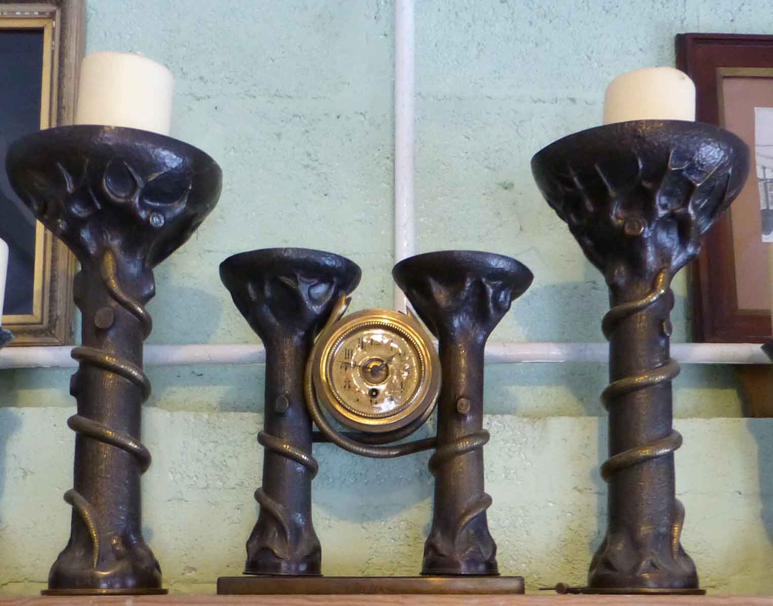 trench art clock garniture