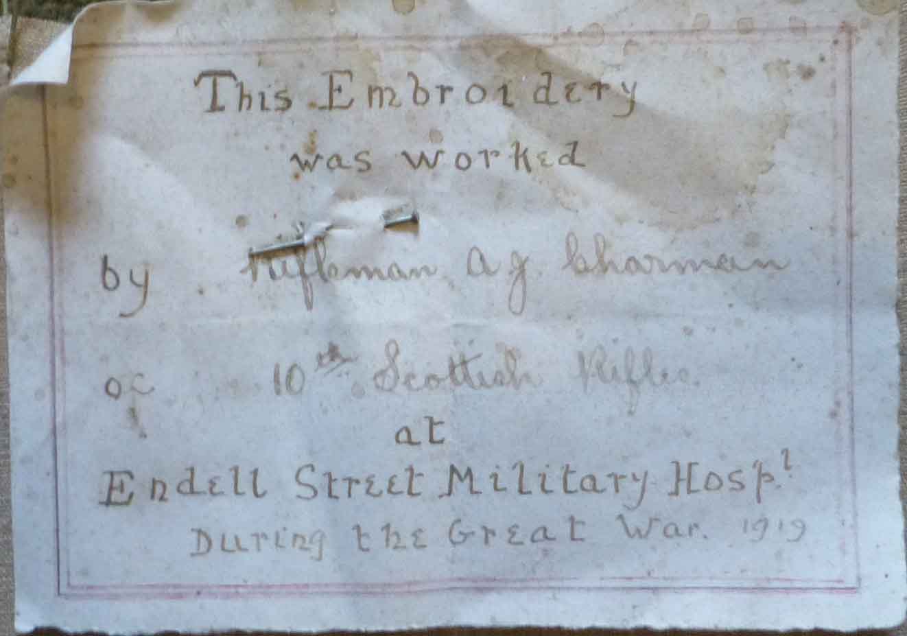 wounded soldier embroidery trench art